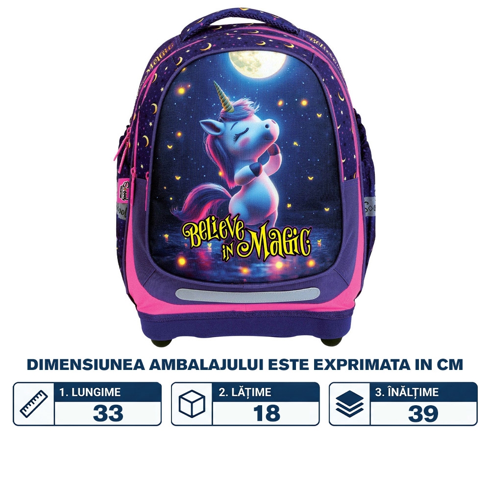 Set micul scolar: Ghiozdan, Penar echipat, Sac sport, Portofel, BELIEVE IN MAGIC - S-COOL - imagine 2
