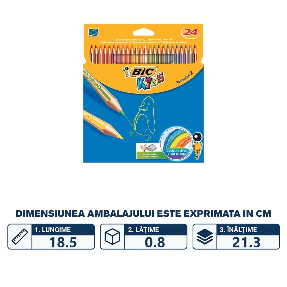 Creioane colorate Tropicolors set 24 - BIC - imagine 2
