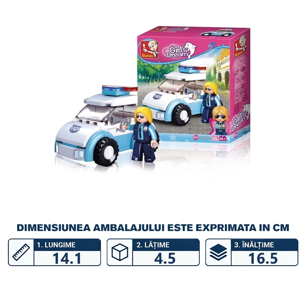 Set de constructie Girl's Dream, 68 piese, Masina de politie pentru patrulare - Sluban - imagine 2