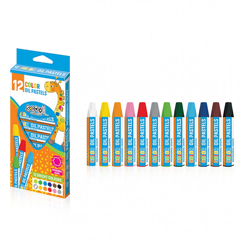 Creioane colorate pe baza de ulei, Pastel, 12 cul/set - S-COOL - imagine 2