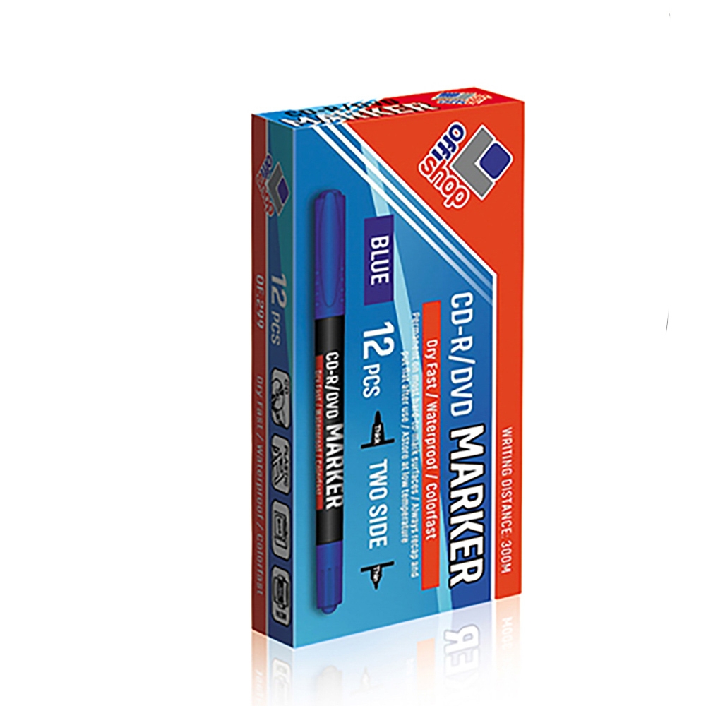 Marker CD/DVD 2 capete, albastru, 0,5-0,1 mm, 12 buc/set - OFFISHOP - imagine 3