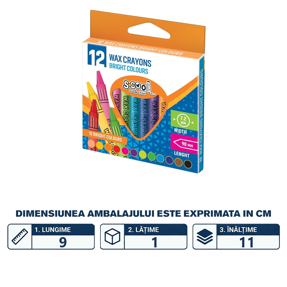 Creioane cerate, 12buc/set - S-COOL - imagine 2