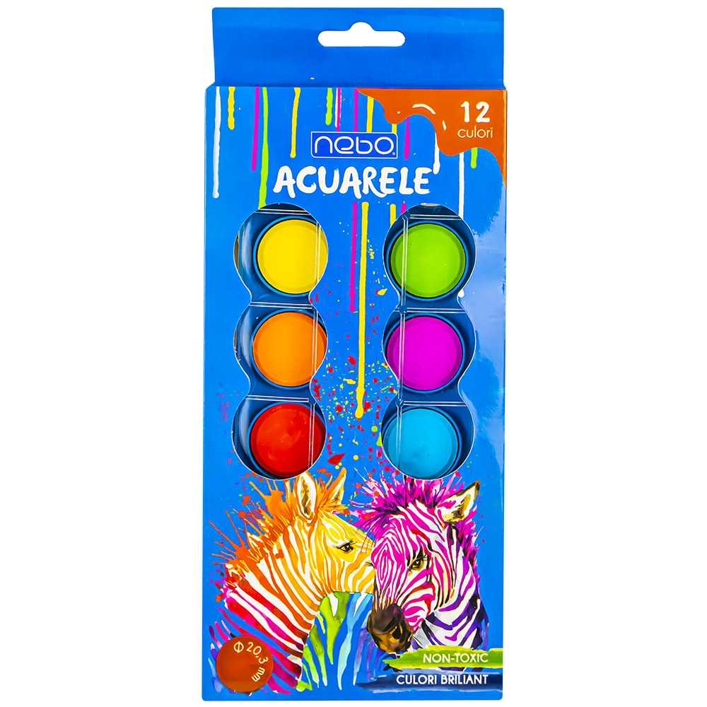 Acuarele 12 culori diametru pastila 20,3mm - NEBO - imagine 5
