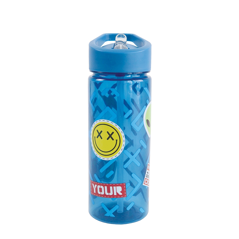 Sticla apa 600 ml, plastic, cu pai, STICKER, 23x8.5 cm - S-COOL - imagine 2