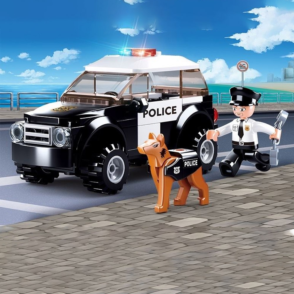 Set de constructie Police, 78 piese, Unitatea canina a politiei - Sluban - imagine 3