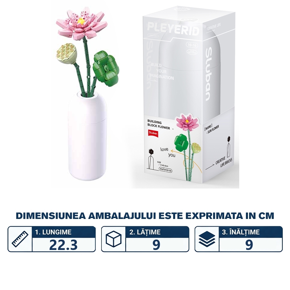 Set de Constructie Flowers, 258 piese, Lotus - Sluban - imagine 2