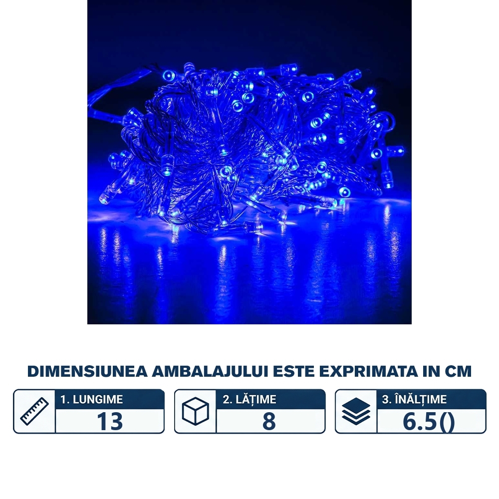 Instalatie pom Craciun, 140 becuri Xenon, 11 m, albastra - imagine 2