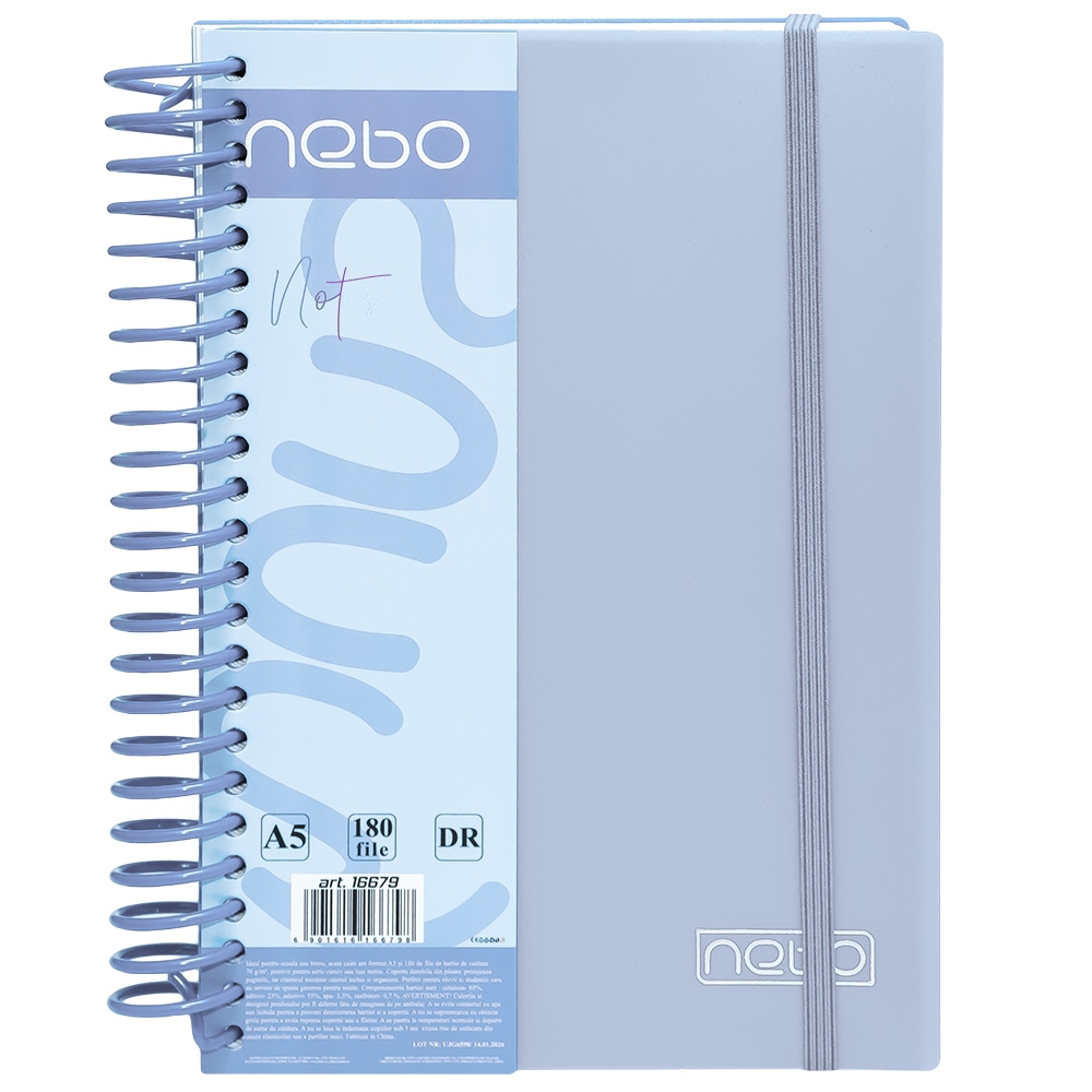 Caiet A5, 180 file, 70g, coperta plastic, cu elastic, DR - NEBO - imagine 6