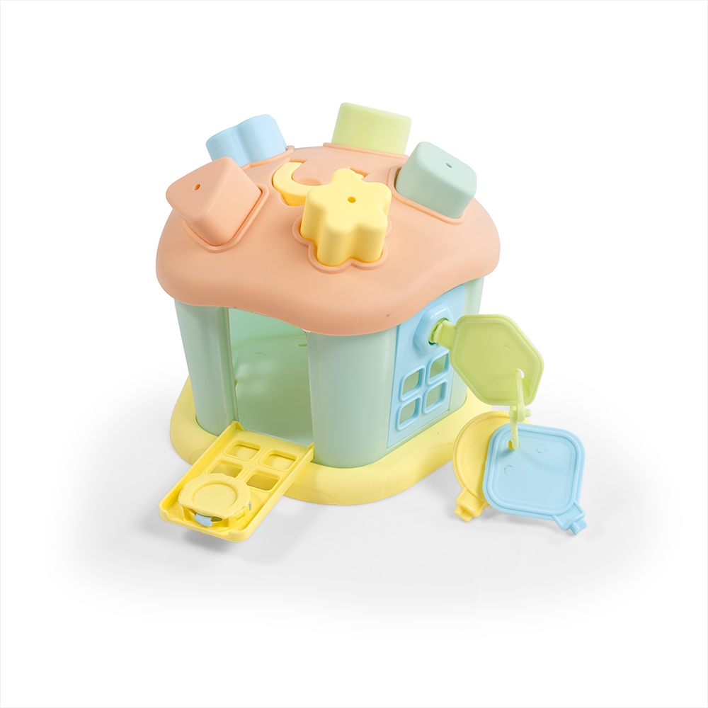 Jucarie bebelusi, Sortator tip Casuta, cu forme si chei, Pastel - Dolu - imagine 4