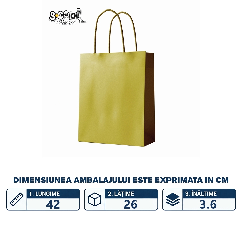 Punga hartie Craft, aurie, 26x32x12 cm, 150 gr - S-COOL - imagine 2