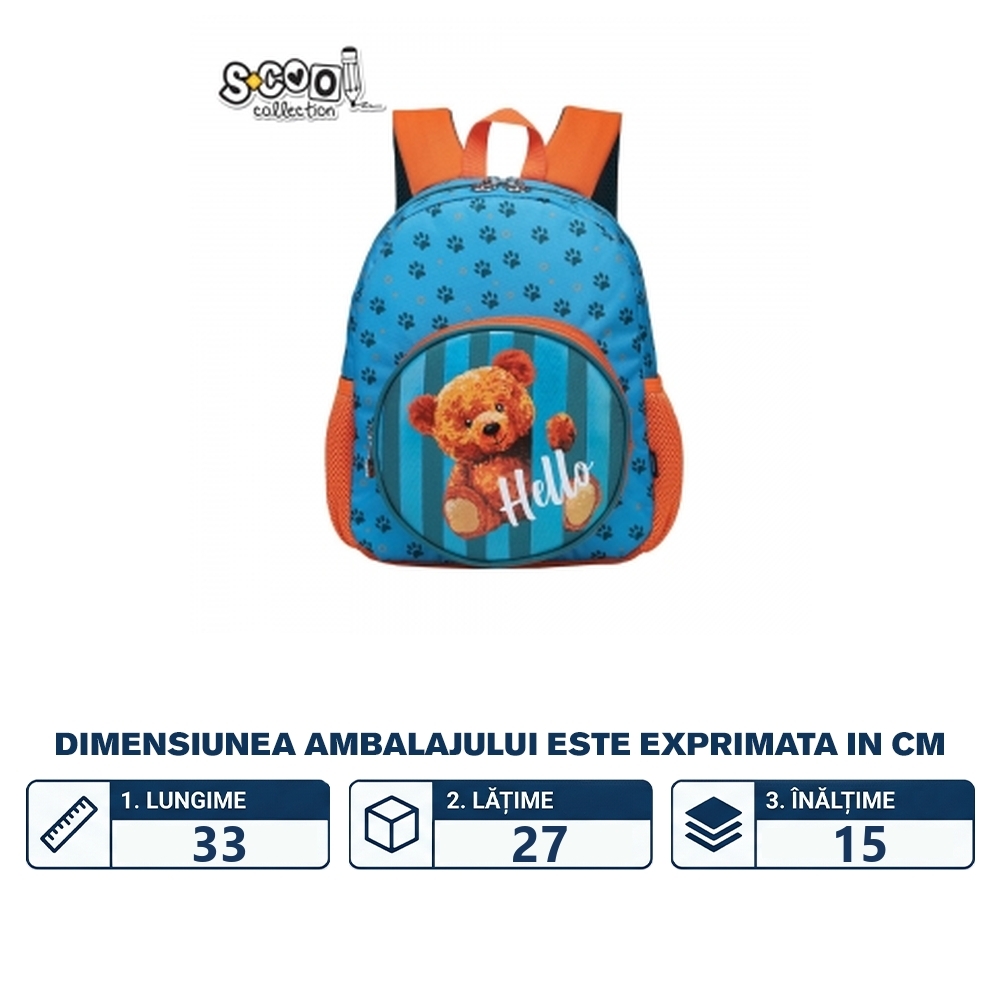 Ghiozdan gradinita, 33x27x15 cm, HELLO - S-COOL - imagine 2