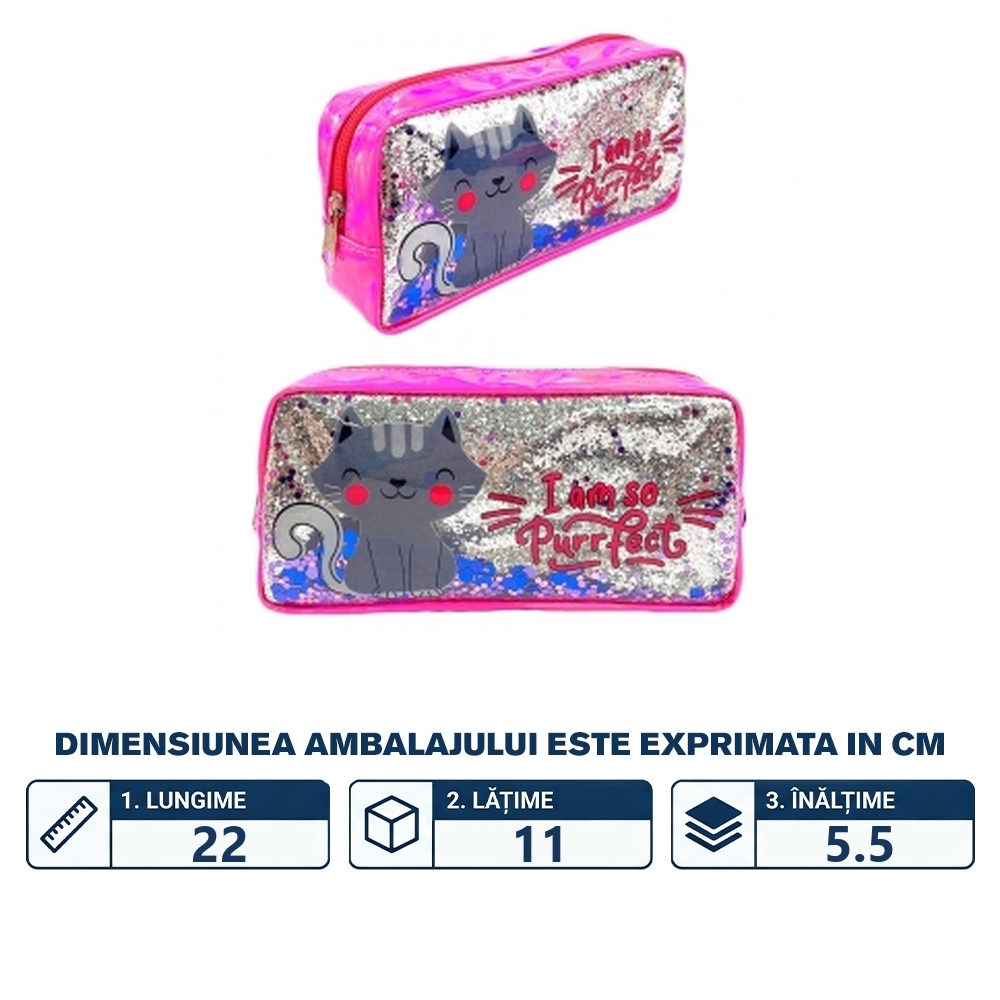 Penar borseta paiete, I AM SO PURRFECT, 22x11x5.5 cm - S-COOL - imagine 2