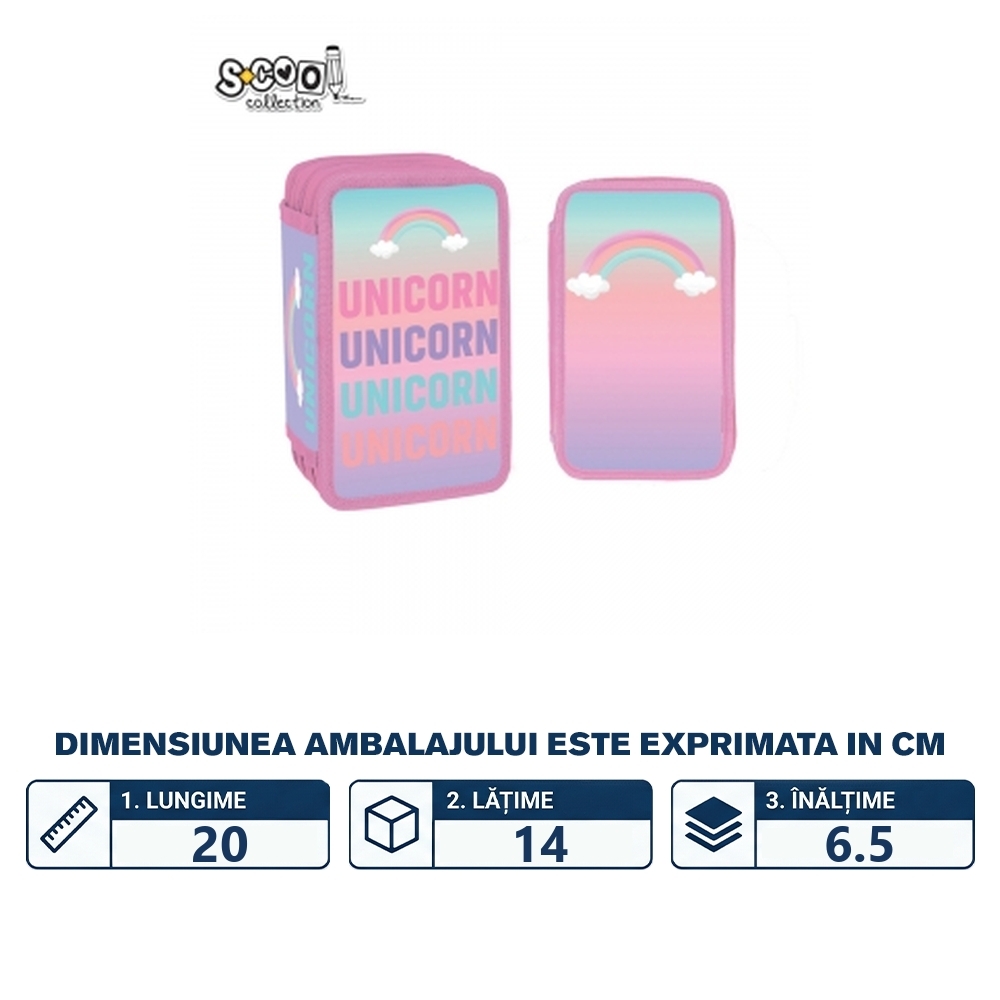 Penar echipat, 3 fermoare, 39 piese, UNICORN - S-COOL - imagine 2