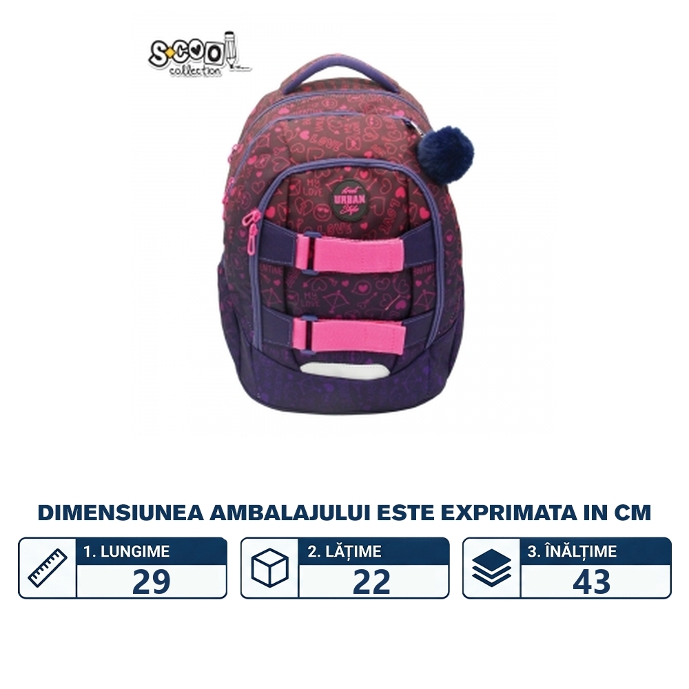 Ghiozdan anatomic URBAN, 43x29x22 cm, SYMBOLS - S-COOL - imagine 2