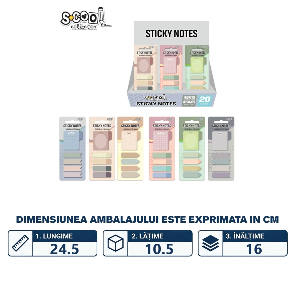 Notes adeziv, diverse forme, 5x12x45 mm - S-COOL - imagine 2