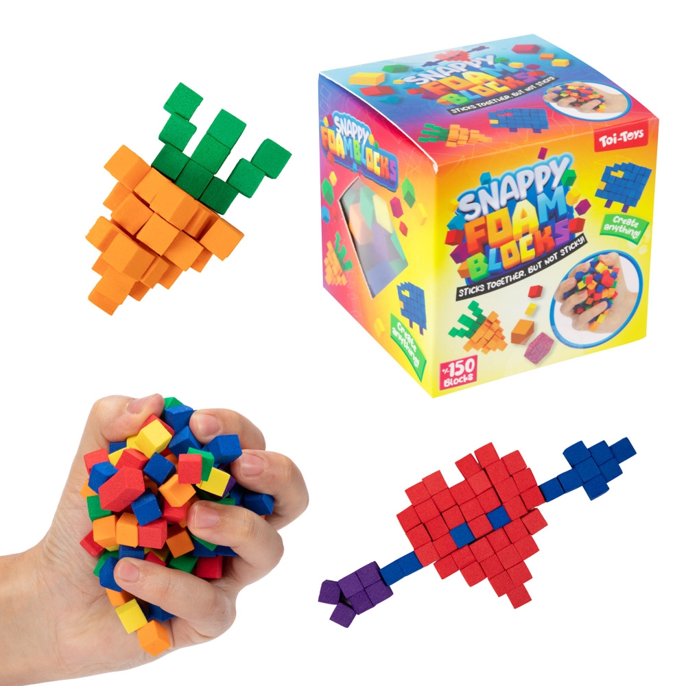 Cuburi constructii mini, autoadezive, din spuma, 1 cm - Toi-Toys