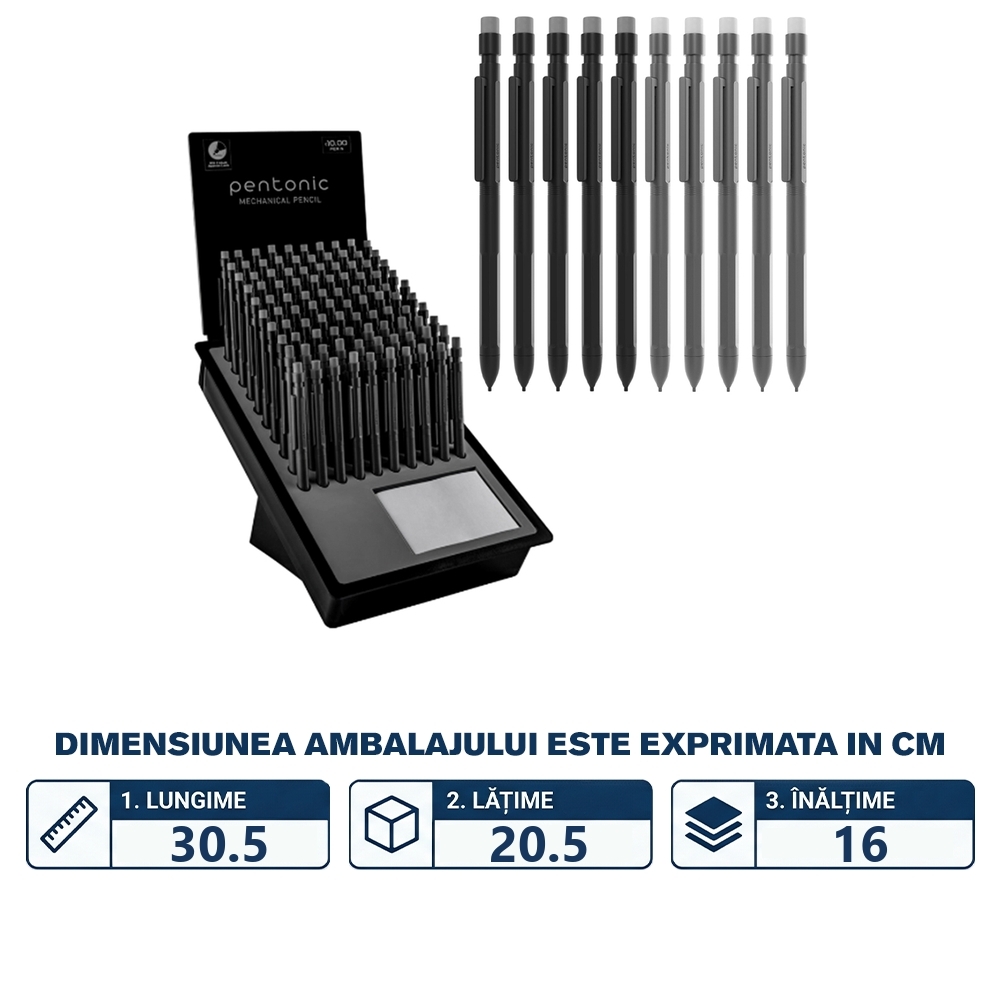 Creion mecanic Pentonic, 0,.5 mm/0.7 mm, 100 buc/display - LINC - imagine 2