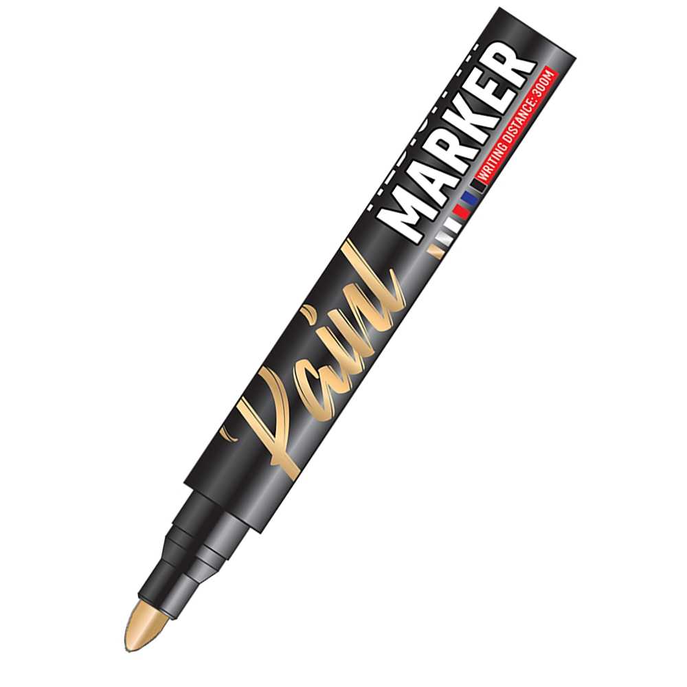 Marker permanent cu vopsea aurie, varf 2/3mm, 12 buc/cutie -OFFISHOP - imagine 2