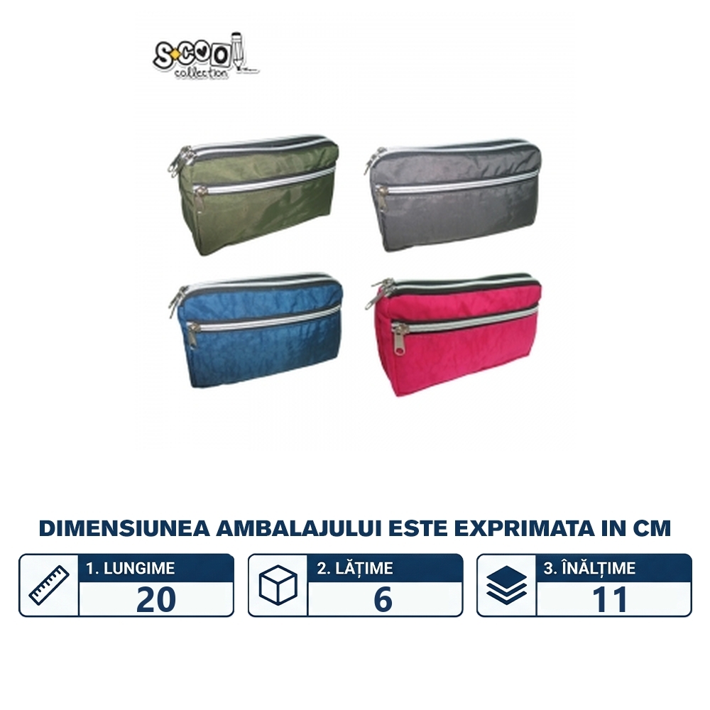 Penar borseta, 3 fermoare, CLASSIC, 20x6x11 cm - S-COOL - imagine 2