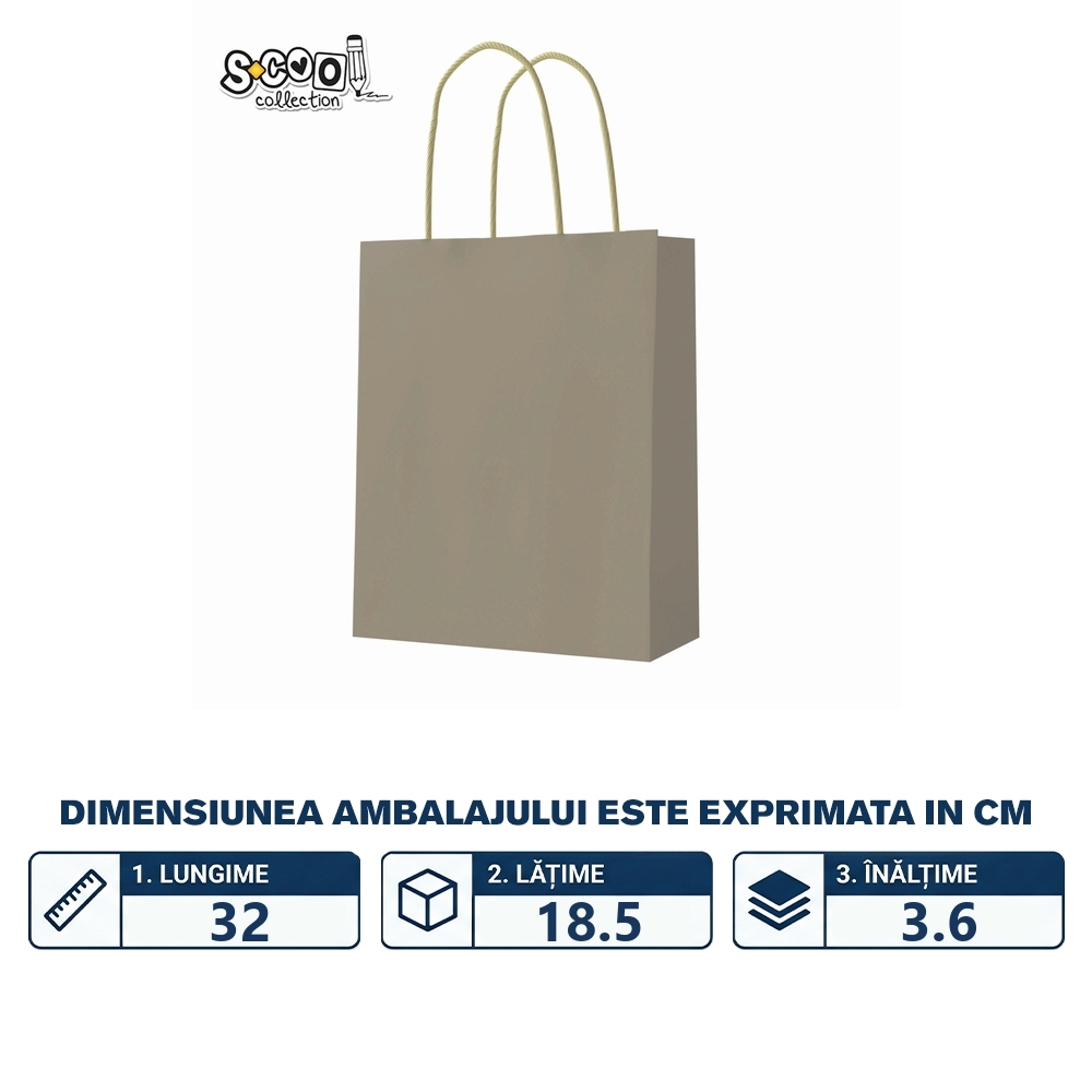 Punga hartie Craft, natural, 18x23x10 cm, 150 gr - S-COOL - imagine 2