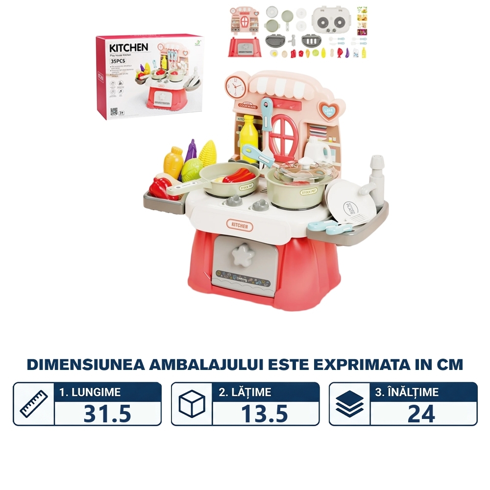 Bucatarie + accesorii, cu lumina si sunet, 34.5x18x32, 35 piese - imagine 2